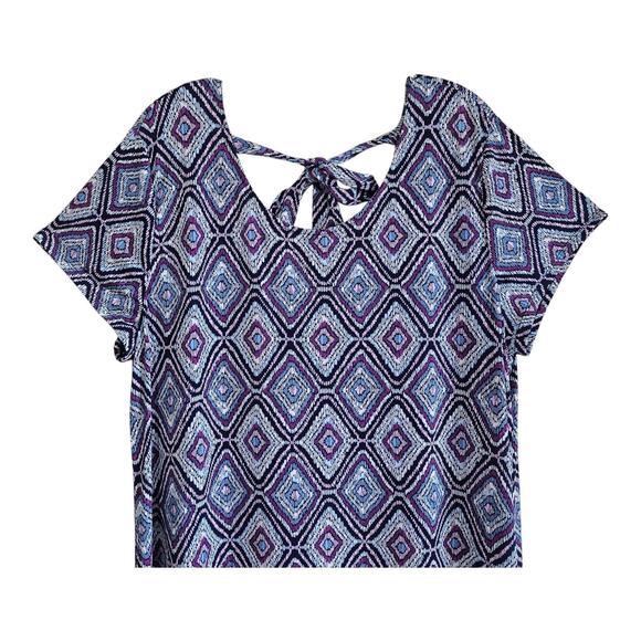 CHICO'S 3 Women XL 16 18 Midi Dress Jersey Diamond Pattern Fishtail Hem Bust 46" - Picture 2 of 6